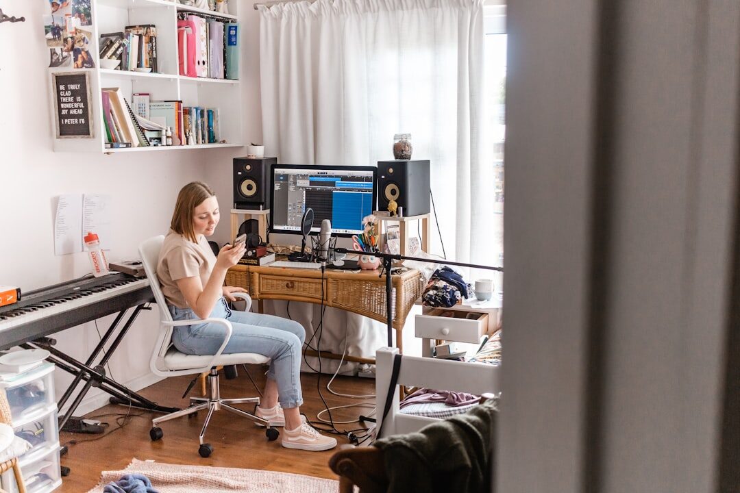 female singer in recording studio