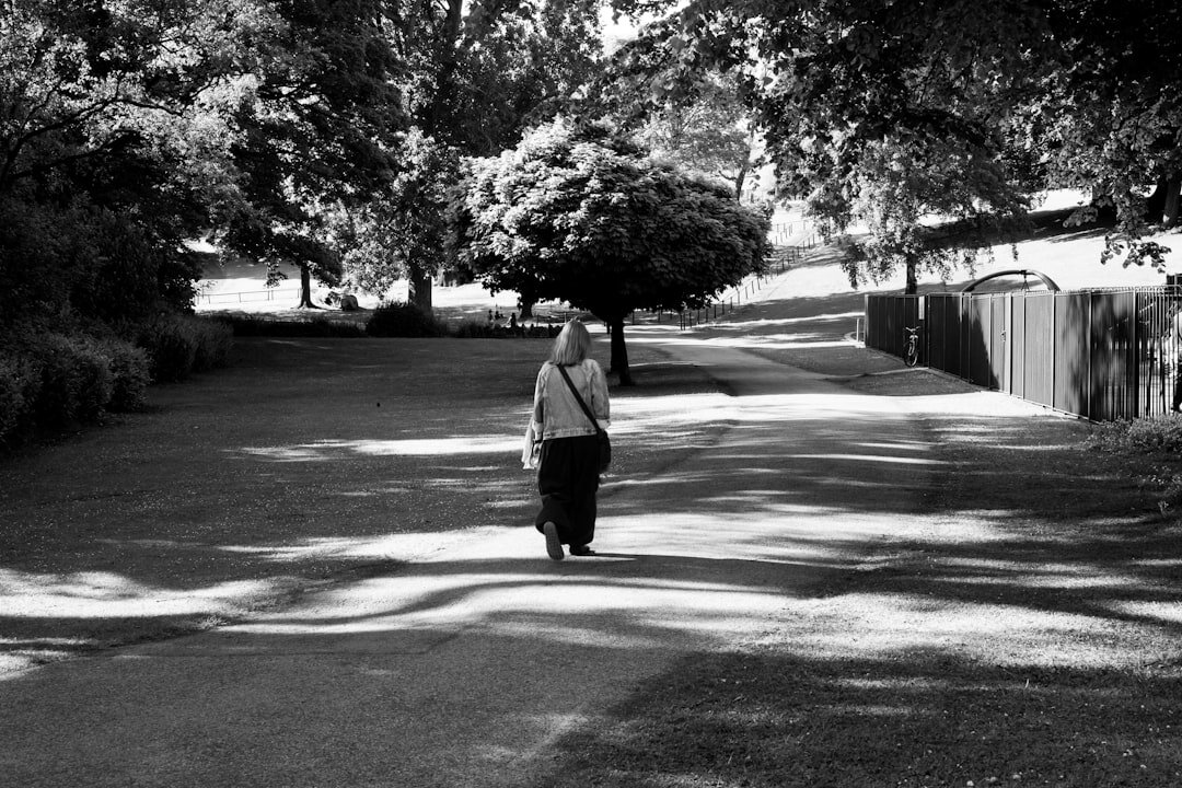 actor walking in park